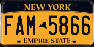 NY license plate FAM5866