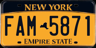NY license plate FAM5871