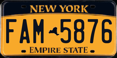 NY license plate FAM5876