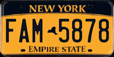NY license plate FAM5878