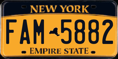 NY license plate FAM5882