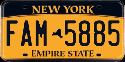 NY license plate FAM5885