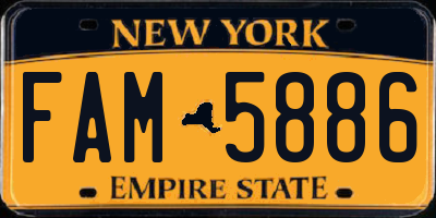NY license plate FAM5886