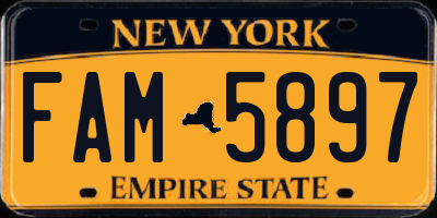 NY license plate FAM5897