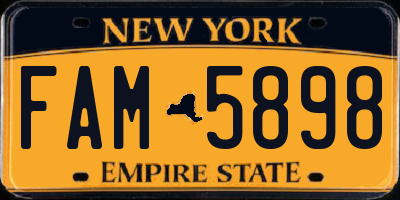 NY license plate FAM5898