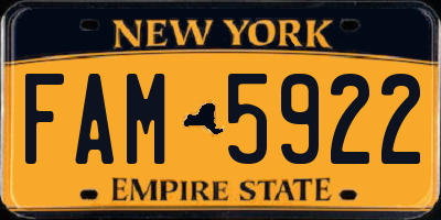 NY license plate FAM5922
