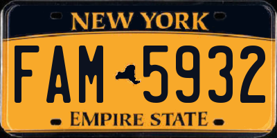NY license plate FAM5932