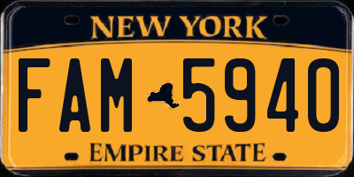 NY license plate FAM5940