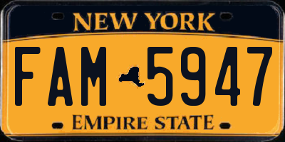 NY license plate FAM5947