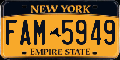 NY license plate FAM5949
