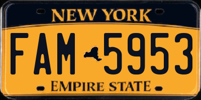 NY license plate FAM5953