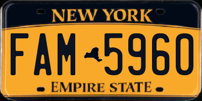 NY license plate FAM5960