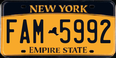 NY license plate FAM5992