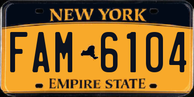 NY license plate FAM6104