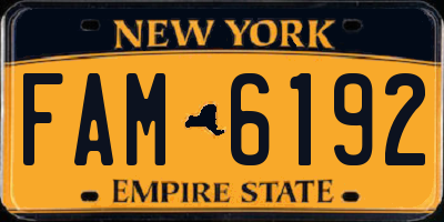 NY license plate FAM6192