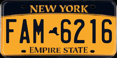 NY license plate FAM6216