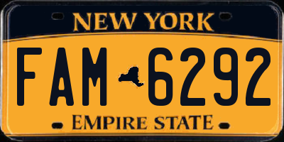 NY license plate FAM6292