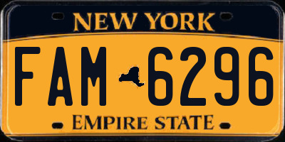 NY license plate FAM6296