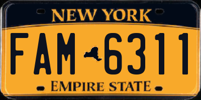 NY license plate FAM6311