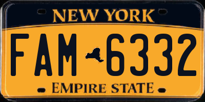 NY license plate FAM6332