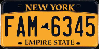NY license plate FAM6345