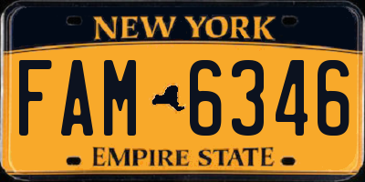 NY license plate FAM6346