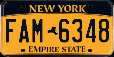 NY license plate FAM6348