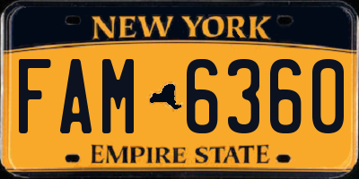 NY license plate FAM6360