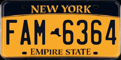 NY license plate FAM6364