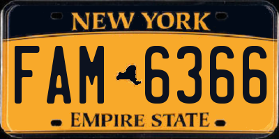 NY license plate FAM6366