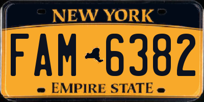 NY license plate FAM6382