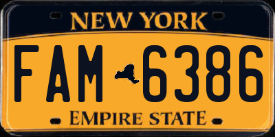 NY license plate FAM6386