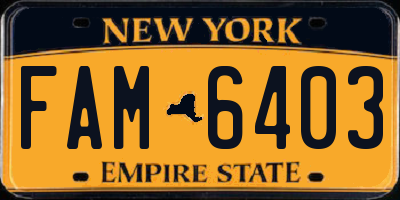 NY license plate FAM6403