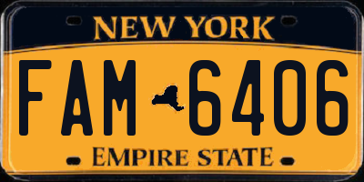 NY license plate FAM6406