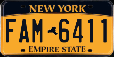 NY license plate FAM6411