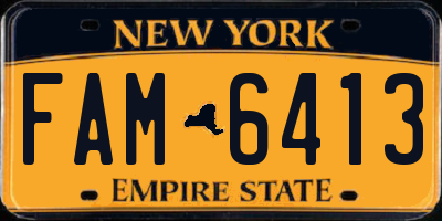 NY license plate FAM6413