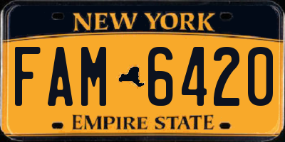 NY license plate FAM6420