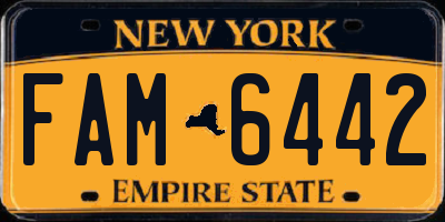 NY license plate FAM6442