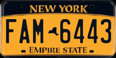 NY license plate FAM6443