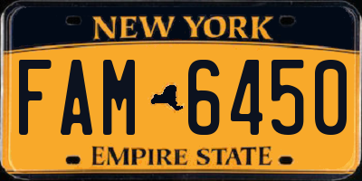 NY license plate FAM6450
