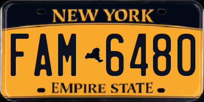 NY license plate FAM6480