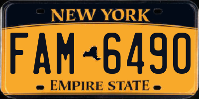 NY license plate FAM6490