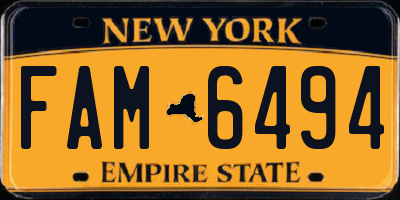 NY license plate FAM6494