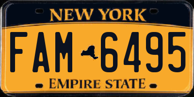 NY license plate FAM6495