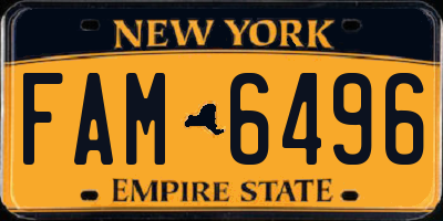 NY license plate FAM6496