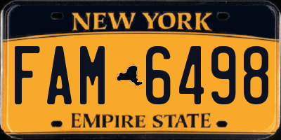 NY license plate FAM6498