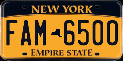 NY license plate FAM6500