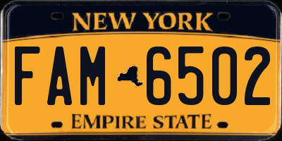 NY license plate FAM6502