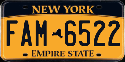 NY license plate FAM6522