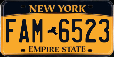 NY license plate FAM6523